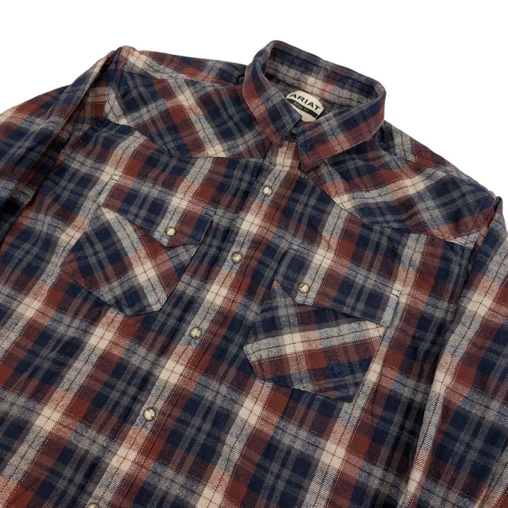 Ariat Hendricks Retro Fit Pearl Snap Flannel Shirt Mens XL Plaid Western Country
